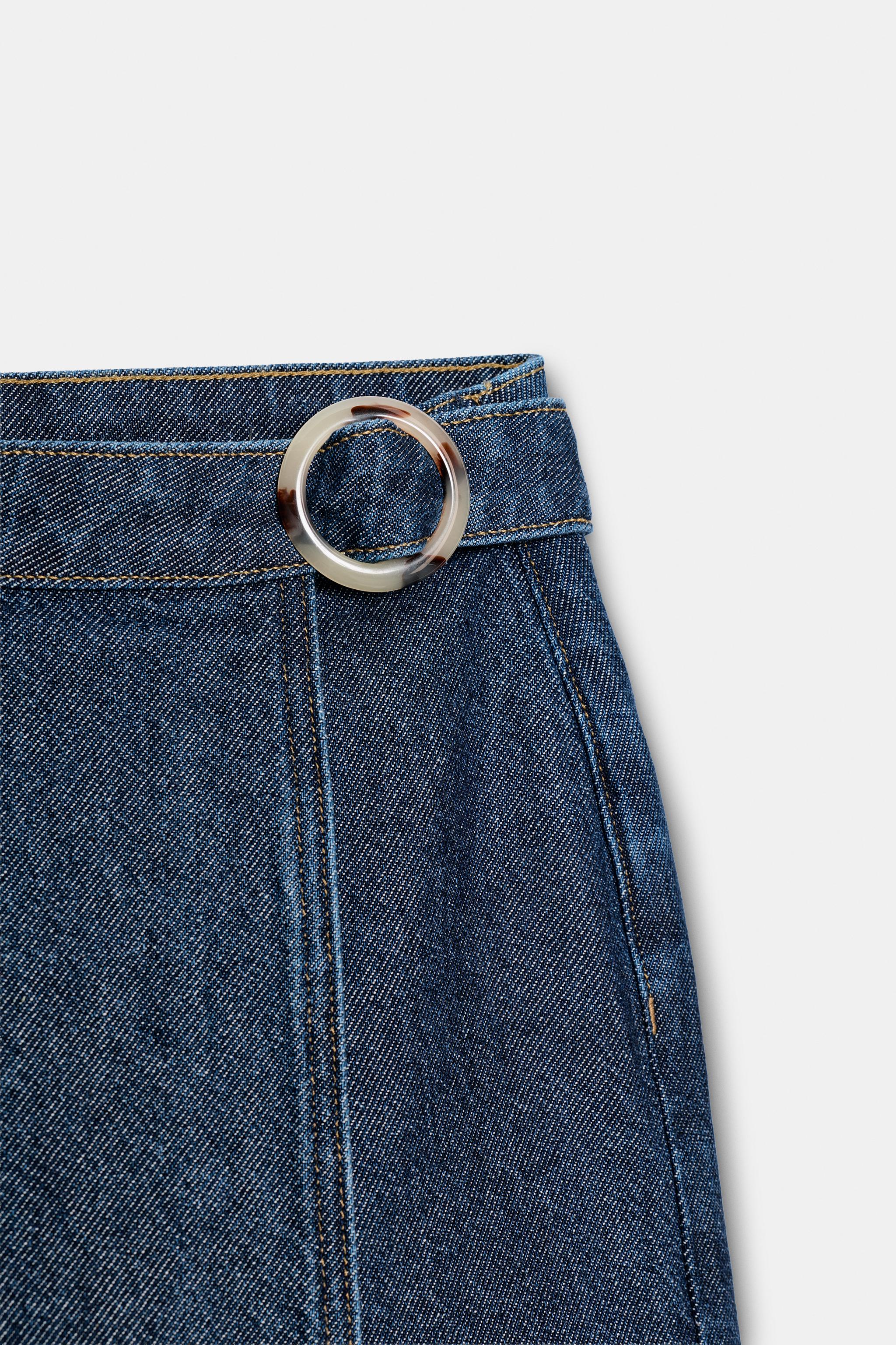 JUPE-PANTALON Z1975 CROISÉE EN DENIM À BOUCLE